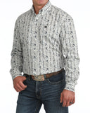Cinch Men's Black & Cream Paisley Print Long Sleeve Western Shirt | MTW1106154