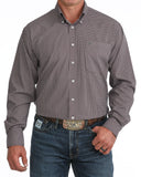 Cinch Men's ArenaFlex Purple Print Long Sleeve Shirt featuring subtle all-over print and button-down styling.