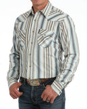 Cinch White/Grey Modern Fit Stripe Mens Shirt MTW1303112