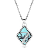 High Noon Cobblestone Necklace NC6127 showcasing a turquoise pendant with silver accents on a chain.