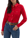 Wrangler Retro Long Sleeve Solid Red Shirt