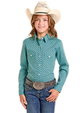 Panhandle Girls Turquoise Long Sleeve Snap Shirt