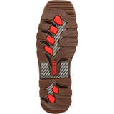 Rocky boot outsole with slip-resisting rubber and molded TPU heel kicker for enhanced traction and durability.