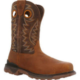 Rocky Carbon 6 Carbon Toe Waterproof Pull-On Western Boot with brown design and decorative stitching.