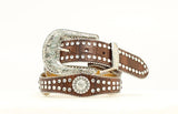 Nocona Girls Youth Scalloped Rhinestone Brown Belt