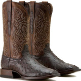 Ariat Classic Cash Wide Square Toe Western Boot - Cigar Full Quill Ostrich