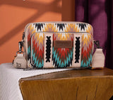 Wrangler Southwestern Pattern Dual Sided Print Crossbody Purse With Wallet Compartment - Tan