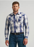 Wrangler Men's 20X Competition Advanced Comfort Long Sleeve Snap Shirt in plaid style, featuring snap closures and a classic fit.