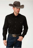Roper Solid Poplin Black Mens Long Sleeve Shirt