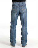 Cinch Mens White Label 045 Performance Jean - Medium Stone, back view showcasing stylish design and medium stonewash finish.