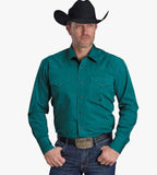 Roper Western Shirt Mens L/S Solid Snap Teal 03-001-0765-0128