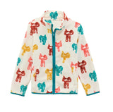 Wrangler Girls Full Zip Fleece in white with colored saddles, made of 60% cotton and 40% polyester, available in various sizes.