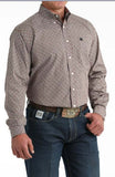Cinch Men's Long Sleeve Geometric Button Down Shirt | Burgundy