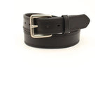 Ariat Mens Classic Smooth Black Belt made of genuine leather with roller buckle and single leather keeper.