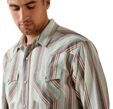 Ariat Men's Retro Hesperus Fitted Long Sleeve Snap Shirt Aquifer Plaid
