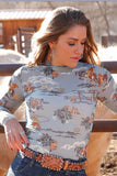 Cruel Womens Long Sleeve Mesh Blouse