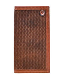 Hooey "Hooey Classic Roughout" Rodeo Hooey Wallet Brown Leather -Basket Weave Embossed