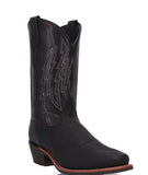 Laredo Mens Cody Black Leather 12in Cowboy Boots with cowboy heel and intricate design on shaft