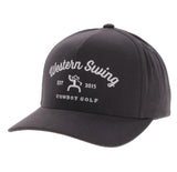 Hooey Western Swing Hat in grey with white embroidery logo for cowboy golf enthusiasts.