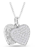 Country Charm Crystal Love Necklace featuring a sparkling heart pendant with a silver chain.