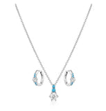 Frosty Morning Jewelry Set featuring a silver necklace and matching earrings with turquoise and diamond accents.