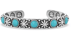 Starlight Starbrite Stone Turquoise Silver Bracelet featuring turquoise studs and etched stars in a cuff style.