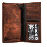 Hooey rodeo wallet interior showcasing genuine leather, card slots, and custom brand logo.