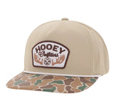 Hooey Outfitters Hat in Tan/Camo with Brown Patch, 5-Panel Design, Stylish Outdoor Accessory