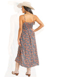 Rock & Roll Denim Floral Print Midi Dress