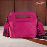Wrangler Top Handle Boot Scroll Fringe Tote/Crossbody -Hot Pink