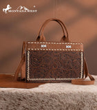 Montana West Genuine Cowhide Fringe Crossbody Purse Brown