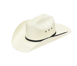Twister Kids' Straw Cattleman Crown Cowboy Hat in natural color with a classic design and black band, perfect for young cowboys.