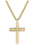 Montana Silversmiths Faithful Tradition Gold Cross Necklace with gold and silver tones on a chain