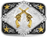 Montana Silversmiths Six Shooter Belt Buckle | Two-Tone Western