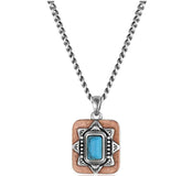 Montana Silversmiths Sienna Canyon Turquoise Necklace with polished square pendant and silver-copper tone chain.