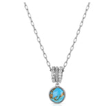 Montana Silversmiths Trailing Turquoise Necklace featuring a circle pendant with turquoise and crystals on a silver-tone chain.