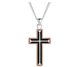 Montana Silversmiths Unbridled Blessings Cross Necklace | Men's Silver & Rose Gold Leather Western