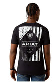 Ariat Men's Wooden Diamond Flag Classic Fit T-Shirt in black with stylized logo on back.