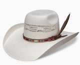 Resistol Young Gun Jr. Youth Cowboy Hat with feather and Native American-inspired band.