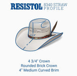 Resistol Young Gun Jr. Youth Cowboy Hat with 4 3/4" crown and 4" medium curved brim, showcasing Native American-inspired detail.