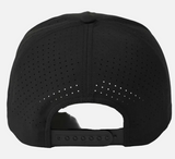 Back view of Cinch Men's Black Flexfit Trucker Cap showcasing its breathable design and adjustable strap.