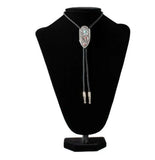 Double S Men's Arrow Floral Turquoise & Red Bolo Tie displayed on a black bust for a classic western look.