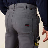 Ariat FR M5 Stretch DuraLight Cordura Canvas Pant in Iron Grey, featuring pockets and flame-resistant design.