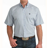 Cinch Men's Classic Fit Short Sleeve Western Shirt in Light Blue Print, stylish and comfortable.
