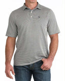 Cinch Men's ArenaFlex Polo in grey check pattern, showcasing lightweight comfort and polished style.