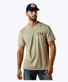 Ariat Men's Whiskey Uno Classic Fit T-Shirt in beige, featuring bold screen-printed graphic and comfortable fit.