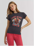 Wrangler Lainey Wilson x Wrangler On Deck Shrunken Band Tee featuring vintage horse graphic, perfect for summer style.