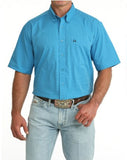 Cinch Men's Arenaflex bright blue short sleeve performance western shirt, ideal for heat and rodeo events.