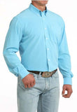Cinch Men's Sky Blue Long Sleeve Modern Fit Western Shirt worn by a model with a classic western style.