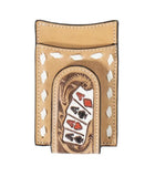 3D Men's Hand-Tooled Leather Money Clip Wallet – Hand-Painted Ace Cards